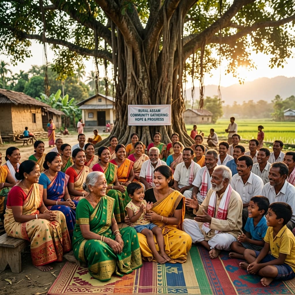 Community gathering in rural Assam