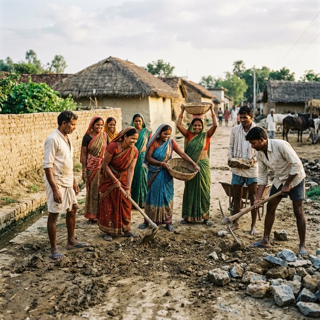 Community working together in rural India